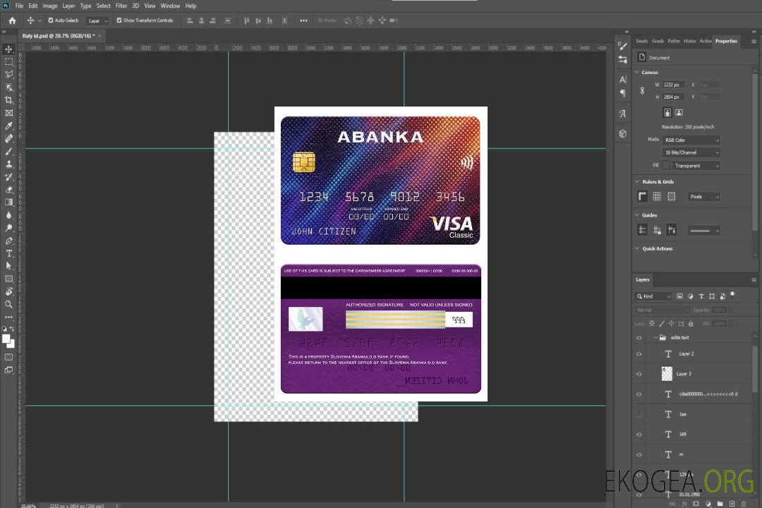 Slovénie Abanka d.d bank visa carte classique template Slovénie Abanka d.d bank visa carte classique template